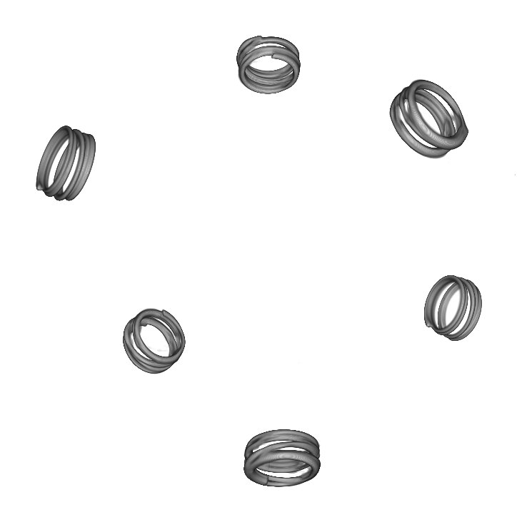 Puzzle cube: The six springs, separated in software